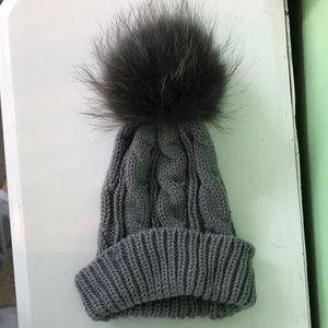 Grey poof hat